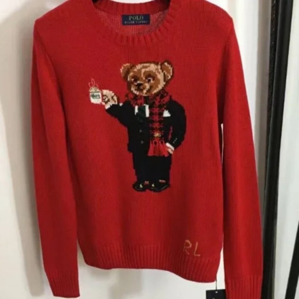 Polo by Ralph Lauren Red Sweater with Bear Design